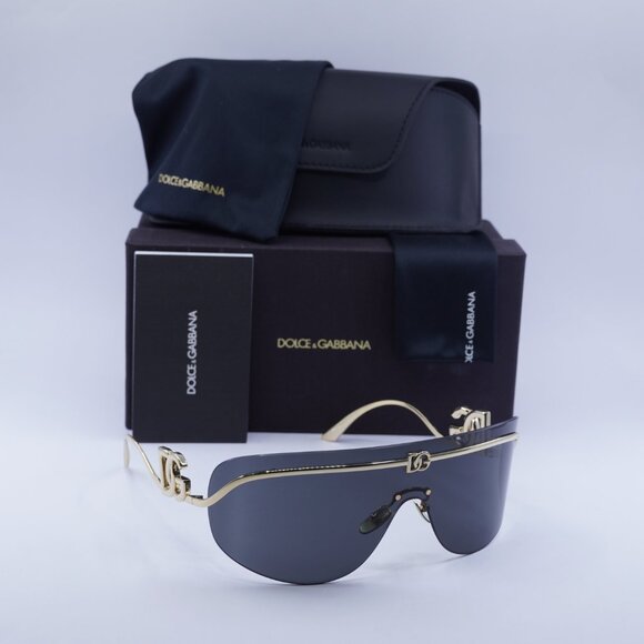 Dolce & Gabbana DG2320 02/87 Shield Sunglasses - Shiny Gold/Grey - Picture 5 of 10